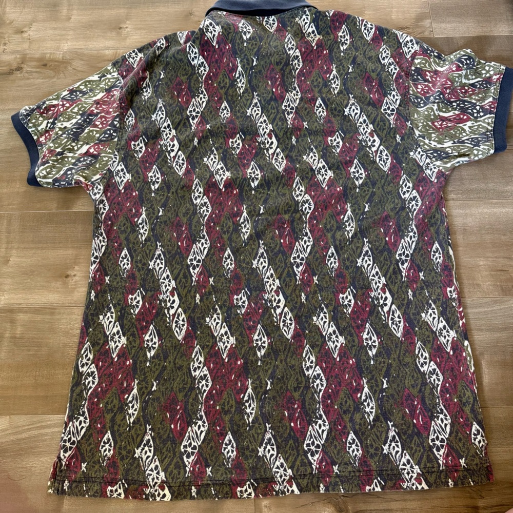 Vintage Arizona Jean Company Polo Men XL Leaf Print Y2K 90s Short Sleeve Shirt - Picture 7 of 10